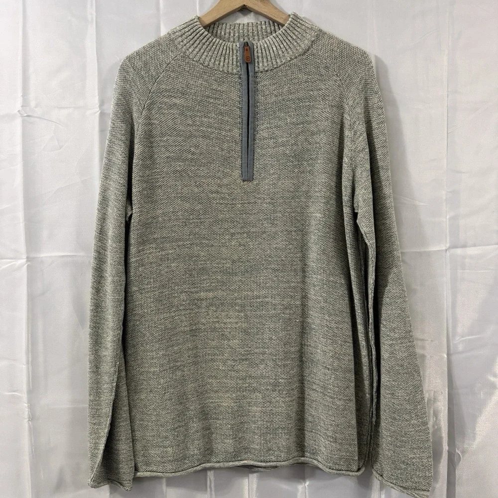 Carbon2Cobalt‎ Mens XL Grey/Blue Knit Long Sleeve 1/4 Zip Sweater Pullover